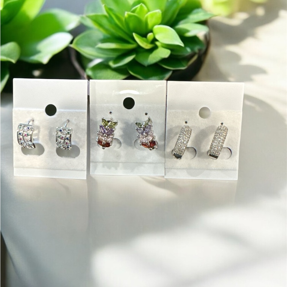 Elegant 925 Silver‎ and Multicolor Earrings Set